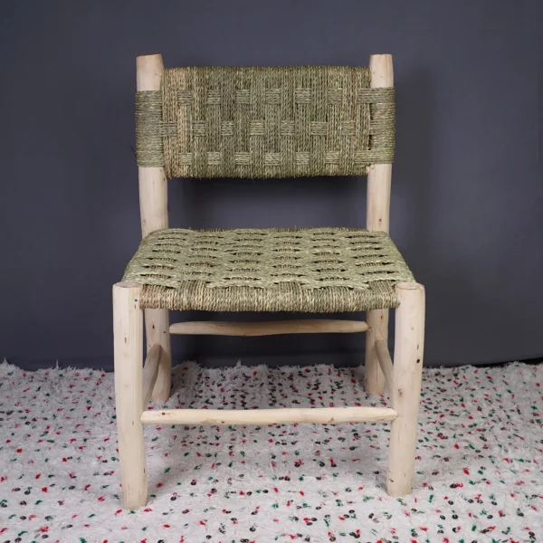 Moroccan handcrafted wooden armchair with rope seat - Image 6