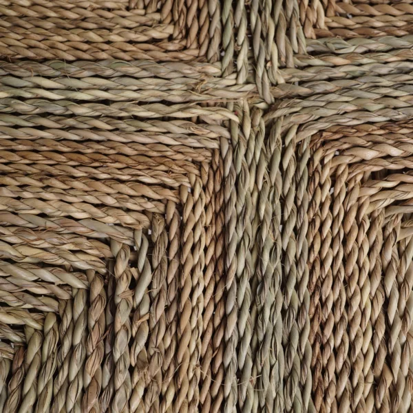 Handcrafted Rustic Wooden Stool with Woven Palm Seat – Traditional Moroccan Design - Image 2